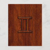 Gemini Zodiac Symbol op Mahogany als Decor Flyer (Voorkant)