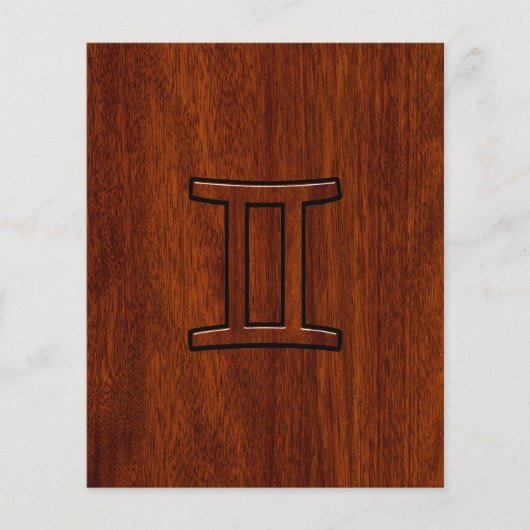 Gemini Zodiac Symbol op Mahogany als Decor Flyer (Voorkant)