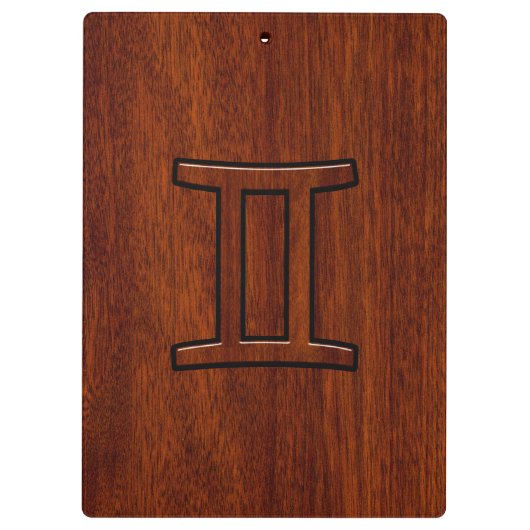 Gemini Zodiac Symbol op Mahogany als Decor Klembord (Achterkant)