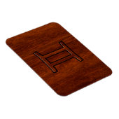 Gemini Zodiac Symbol op Mahogany als Decor Magneet (Rechterzijde)