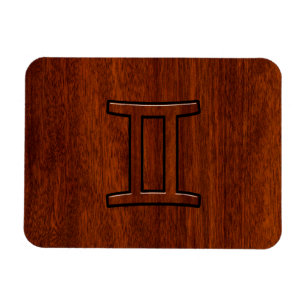 Gemini Zodiac Symbol op Mahogany als Decor Magneet