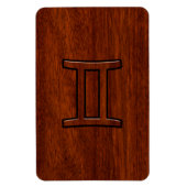 Gemini Zodiac Symbol op Mahogany als Decor Magneet (Verticaal)