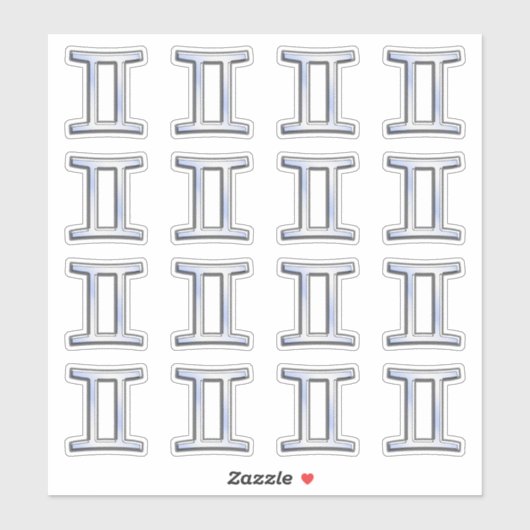 Gemini Zodiac Symbol op Navy Blue Digital Camo Sticker (Vel)