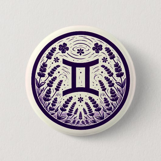 Gemini Zodiac Symbool Geminis Verjaardagskunst Ronde Button 5,7 Cm (Voorkant)