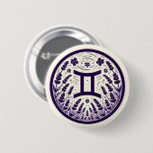 Gemini Zodiac Symbool Geminis Verjaardagskunst Ronde Button 5,7 Cm (Voorkant /achterkant)