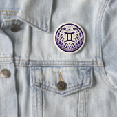 Gemini Zodiac Symbool Geminis Verjaardagskunst Ronde Button 5,7 Cm (In situ)