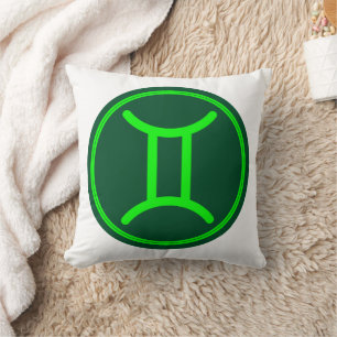 Gemini Zodiac Symbool Groen Contrast Kussen