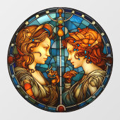 Gemini Zodiac Teken Faux Glas in lood Venster Clin Raamsticker (Vel)