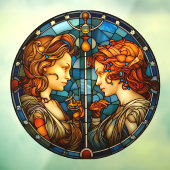Gemini Zodiac Teken Faux Glas in lood Venster Clin Raamsticker (Vel 3)