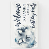 Gemini Zodiac Thema Verjaardagsfeestje Welkomstbor Spandoek (Verticaal)