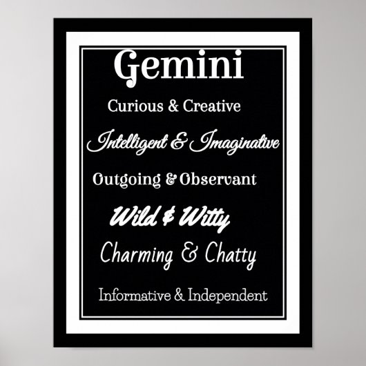 Gemini Zodiac Traits Poster (Voorkant)