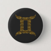 Gemini Zodiac - Tribal Gold Ronde Button 5,7 Cm (Voorkant)