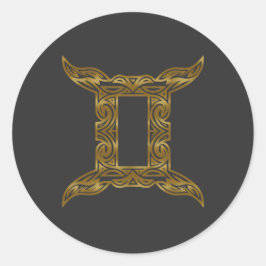 Gemini Zodiac - Tribal Gold Ronde Sticker