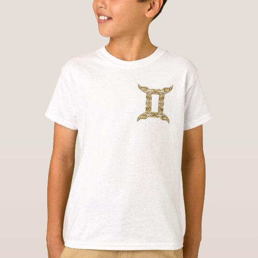 Gemini Zodiac - Tribal Gold T-shirt (Voorkant)