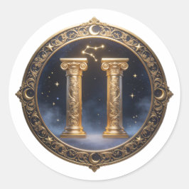 Gemini Zodiac Twins Ronde Sticker