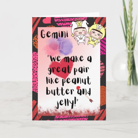 Gemini Zodiac Valentijnse Kaart (Voorkant)