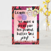 Gemini Zodiac Valentijnse Kaart (Gele Bloem)