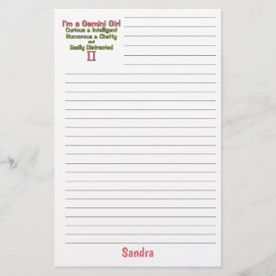 Gemini Zodiac voor meisjes met naam Briefpapier