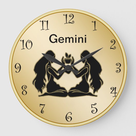 Gemini Zodiac Wall Clock Grote Klok (Voorkant)