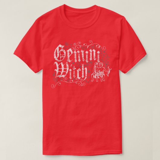 Gemini Zodiac Witchcraft  Distress Horosc T-shirt (Design voorkant)