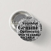 Gemini Zodiac Word Cloud Inspiration Button (Voorkant /achterkant)
