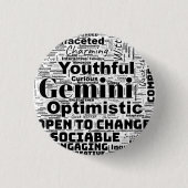 Gemini Zodiac Word Cloud Inspiration Button (Voorkant)