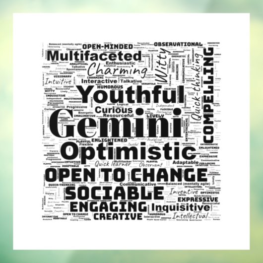 Gemini Zodiac Word Cloud Inspiration Raamsticker (Vel 3)