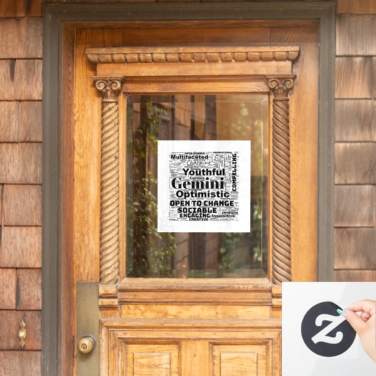 Gemini Zodiac Word Cloud Inspiration Raamsticker (Huis Deur)