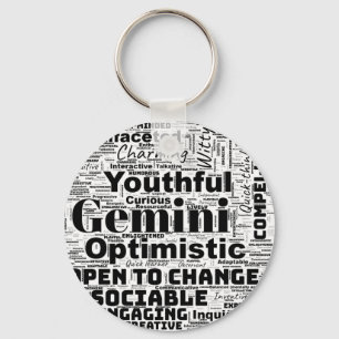 Gemini Zodiac Word Cloud Inspiration Sleutelhanger
