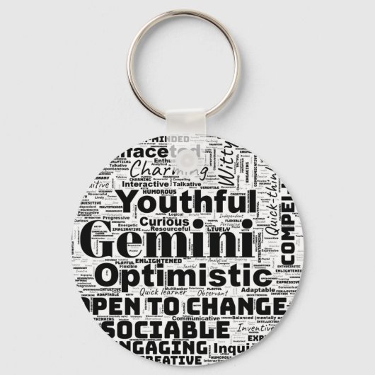 Gemini Zodiac Word Cloud Inspiration Sleutelhanger (Voorkant)
