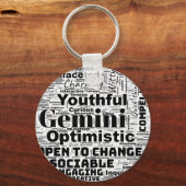 Gemini Zodiac Word Cloud Inspiration Sleutelhanger (Achterkant)