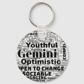 Gemini Zodiac Word Cloud Inspiration Sleutelhanger (Achterkant)