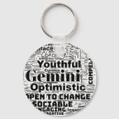 Gemini Zodiac Word Cloud Inspiration Sleutelhanger (Voorkant)