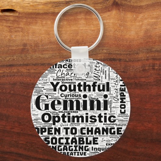 Gemini Zodiac Word Cloud Inspiration Sleutelhanger (Voorkant)