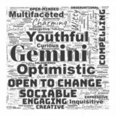 Gemini Zodiac Word Cloud Inspiration Sticker (Voorkant)