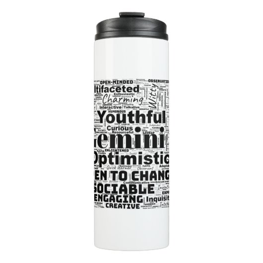 Gemini Zodiac Word Cloud Inspiration Tumblers Thermosbeker (Voorkant)