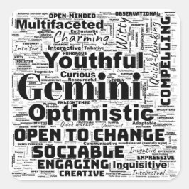 Gemini Zodiac Word Cloud Inspiration Vierkante Sticker