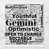 Gemini Zodiac Word Cloud Inspiration Wijn Etiket (Enkel label)