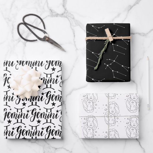 Gemini Zodiac Wrapping Paper Set (Voorkant)