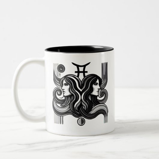 Gemini Zodiac Zwart-witte koffie mok (Links)