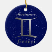 Gemini Zonneteken Symbool met Naam Keramisch Ornament (Voorkant)
