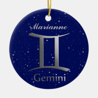 Gemini Zonneteken Symbool met Naam Keramisch Ornament