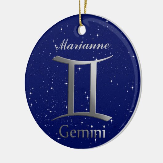 Gemini Zonneteken Symbool met Naam Keramisch Ornament (Links)