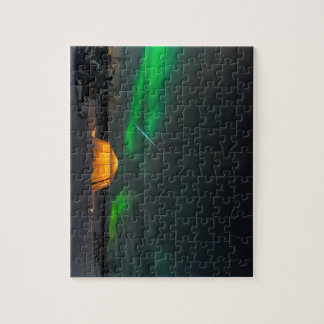 Geminid Meteor en Northern Lights over Zweden Legpuzzel