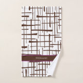 Geminimaliseerd bruin lijnwerk gepersonaliseerd |  handdoek (Handdoek)