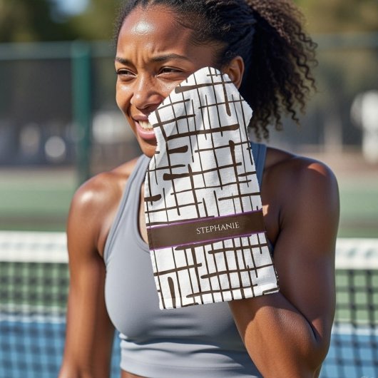 Geminimaliseerd bruin lijnwerk gepersonaliseerd |  handdoek