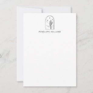 Geminimaliseerde Cactus Sterren Lijntekening Geper Notitiekaartje