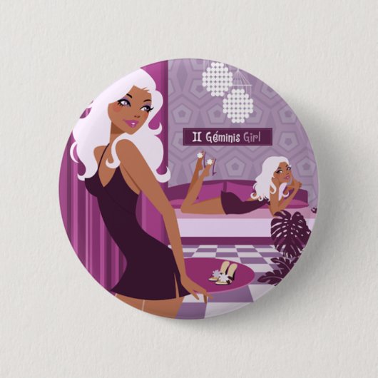 Geminis Girl Ronde Button 5,7 Cm (Voorkant)