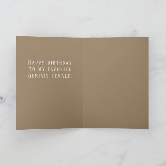 Geminis Vrouw Verjaardag Kaart (Binnen)