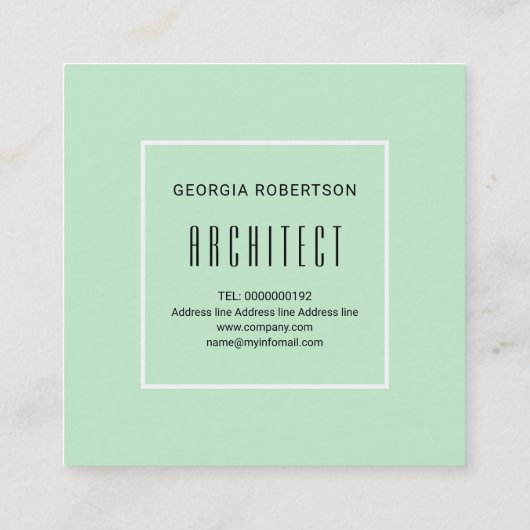 Geminkte groene, witte driehoeken en moderne monog vierkante visitekaartje (Achterkant)